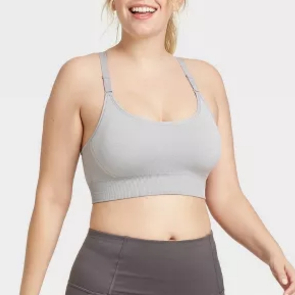 [2 for $15] Medium Support Seamless Cami Sports Bra (Light Gray) - All in Motion